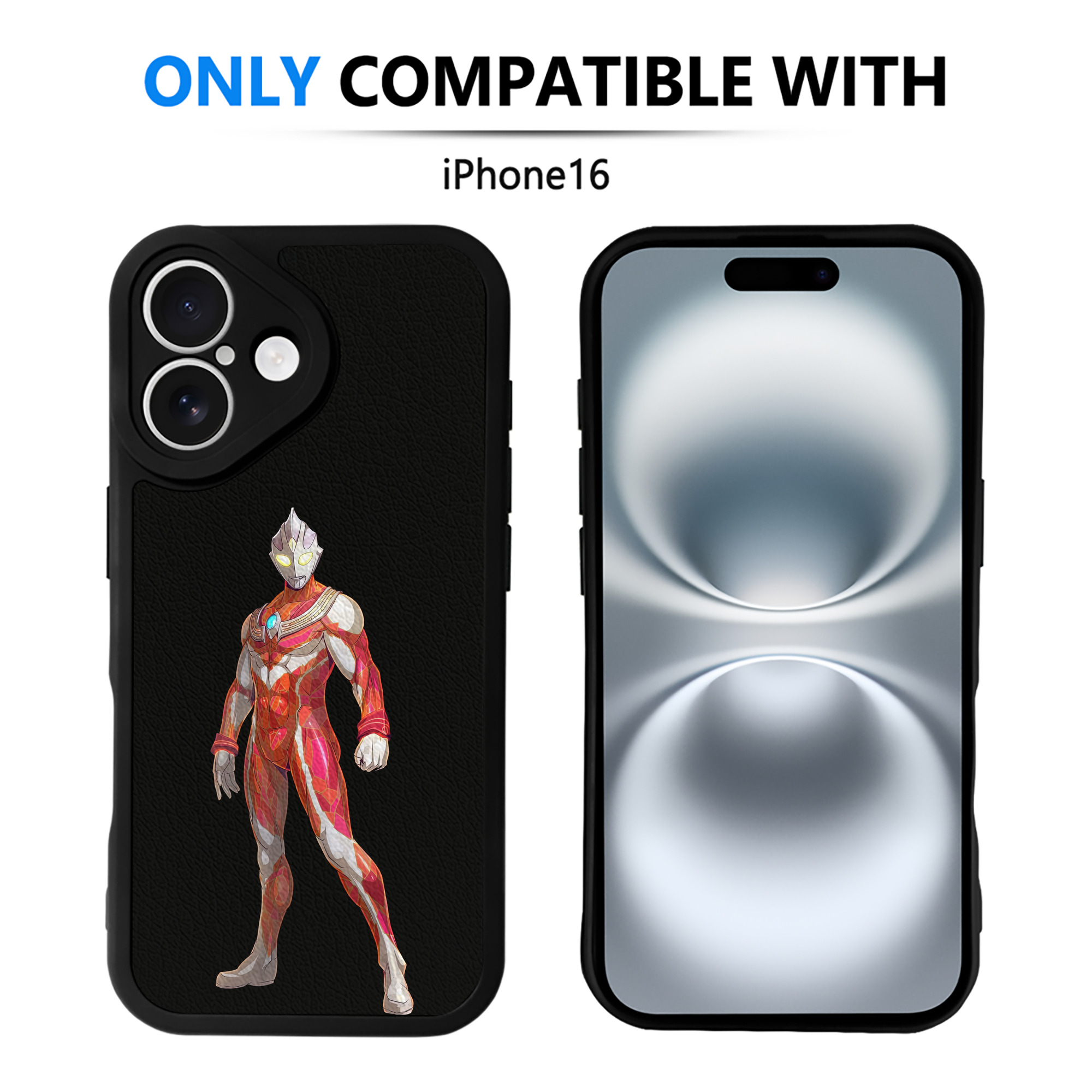 （画像用） ウルトラマン Ultraman 【iPhone 16シリーズ対応】シリコンスマホケース（レザー調） 材質：シリコン